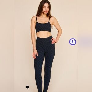 NEW Strut This Navy Checkerboard Bra And Leggings Set